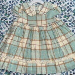 Tommy Bahama Blue and Cream Plaid Kids Formal Dress